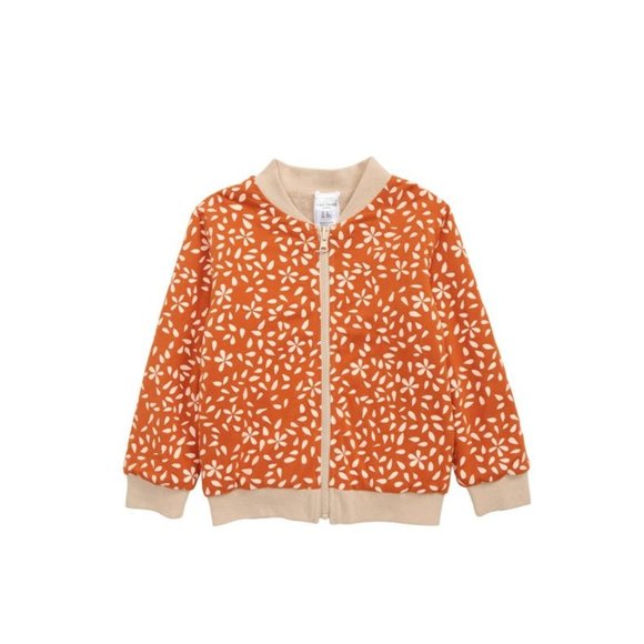Tiny Tribe Jacket Youth Kids 3T-4T Petals Reversible Cotton Bomber Terracotta - Picture 1 of 3